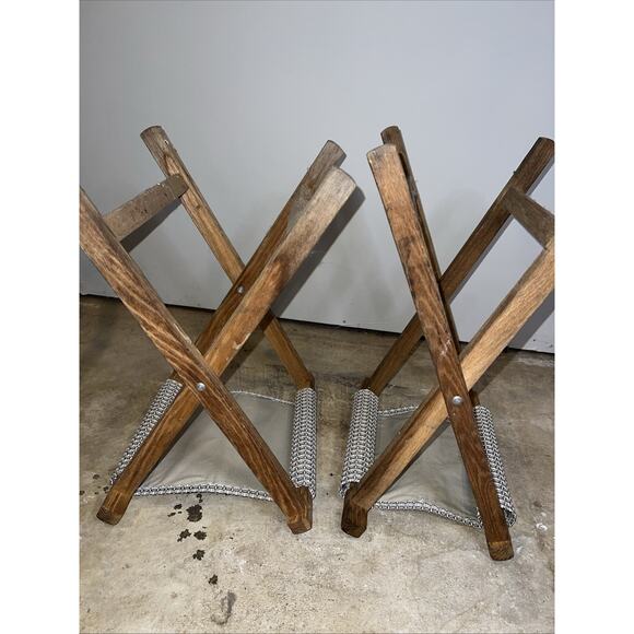 2 Vintage Canvas Folding Camp Stools Fishing Portable Camping Flaming Fireside - Picture 11 of 14